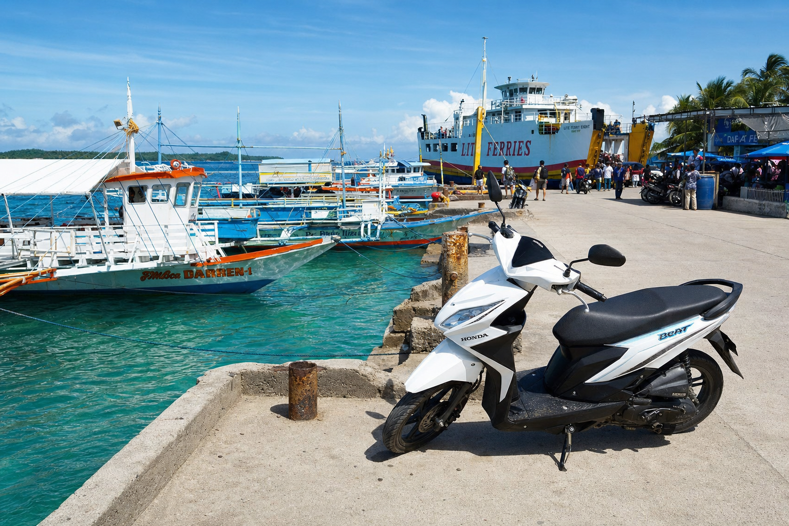 Scooter rental delivery at Dapa Port ferry terminal Siargao